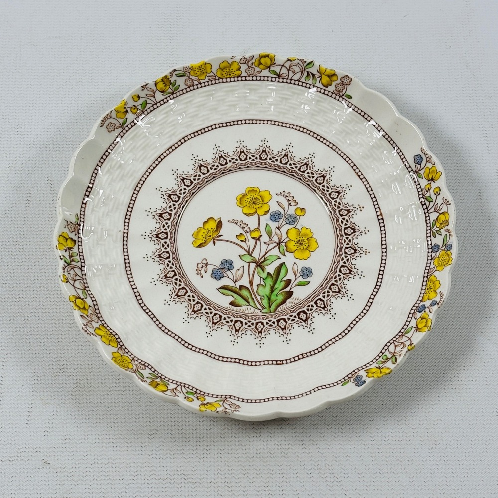 Copeland Spode Buttercup Saucer Only Floral Wicker England Older Backstamp Vtg